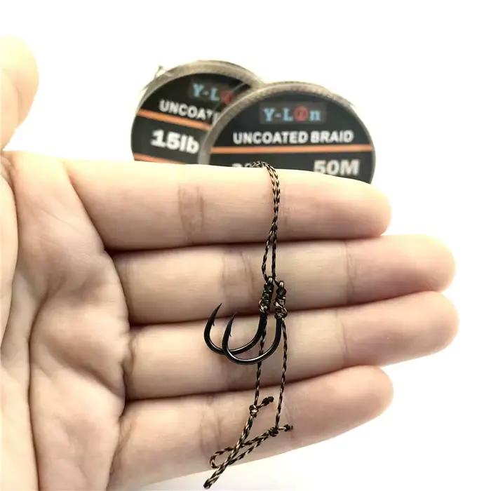 Ligne de corps pour pêche à la carpe en tresse souple non gainée, 50m 8 brins