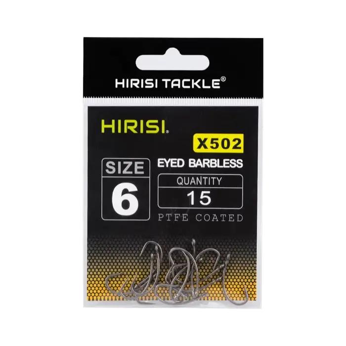 Hameçon de pêche sans ardillon Hirisi X502 en acier inoxydable carbone, 15 pièces avec revêtement PTFE