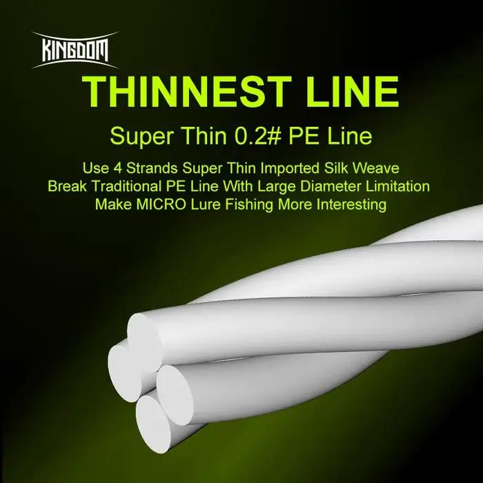 Ligne de pêche Kingdom 100M-150M PE tressée super résistante 0.2#-0.6# pour carpe - Multifilament