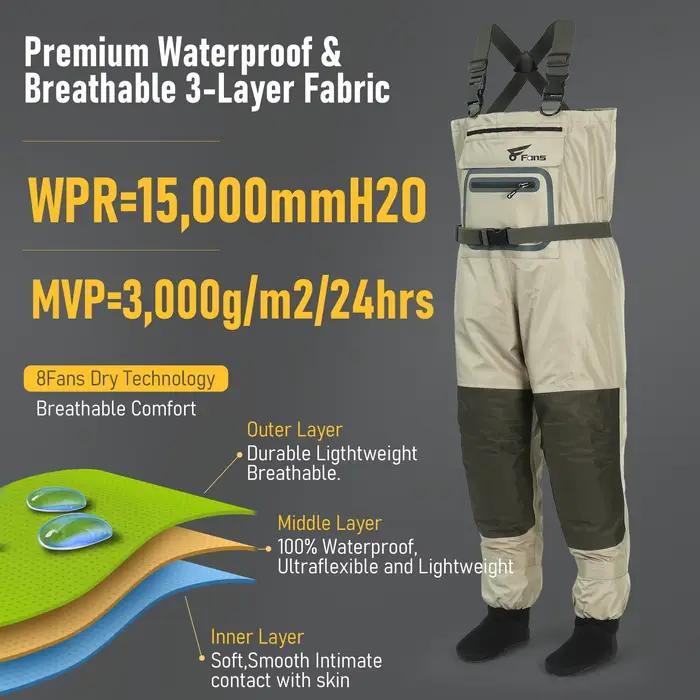 Waders de pêche néoprène 3 couches homme et femme, imperméables respirants et légers pour chasse