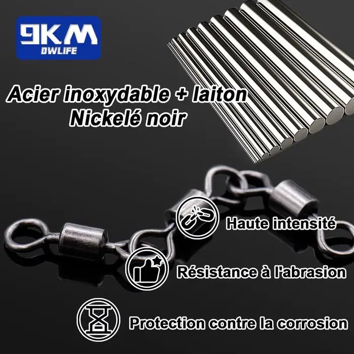 Émerillons barrel 3 axes pêche mer - Connecteurs ligne 15-60 pièces pour basse ligne leurres