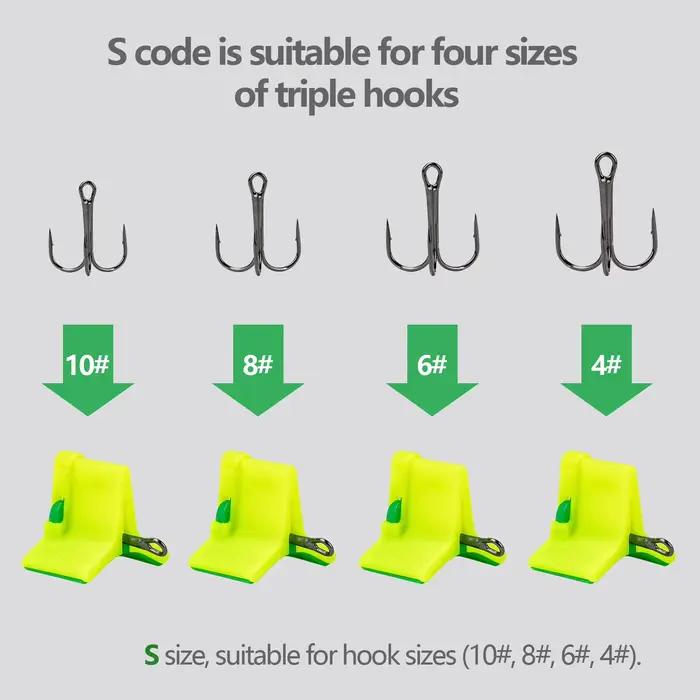 10 protège-hameçons triples automatiques - Coques vertes de sécurité pour rangement et transport sécurisé