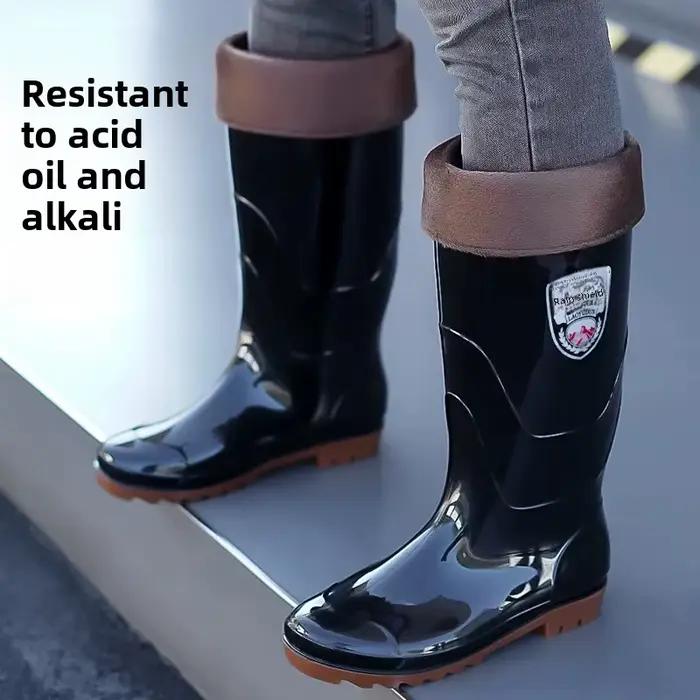 Bottes de pêche PVC épaisses résistantes aux acides pour hommes - Chaussures étanches hiver chaudes chantier