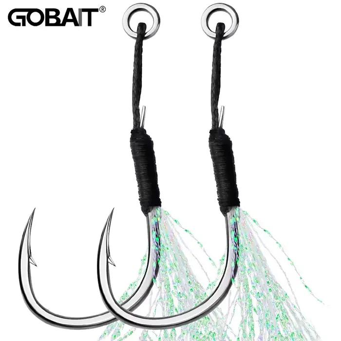 Hameçons assist plumes Sharp pour jigging et casting - acier haute teneur en carbone avec barbelures angulaires