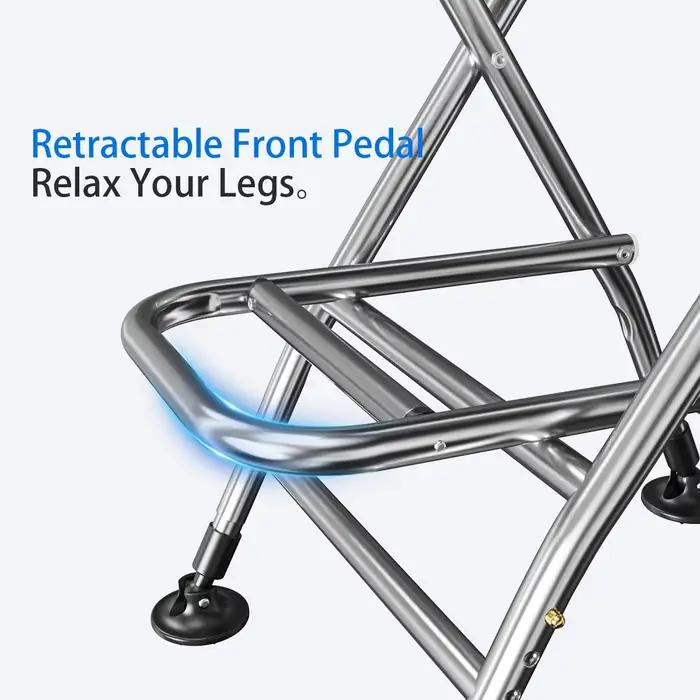 Chaise de pêche pliante outdoor - Siège portable avec dossier acier inoxydable et pieds réglables
