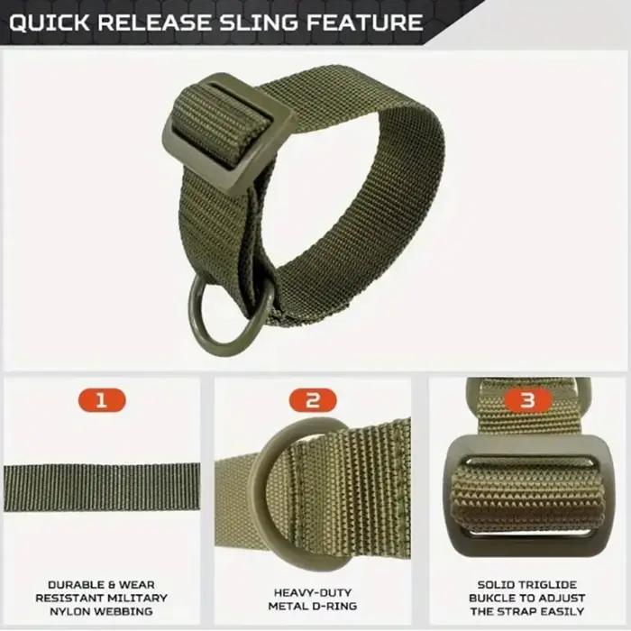 Sangle tactique pêche nylon portable multifonction fixation simple/double point