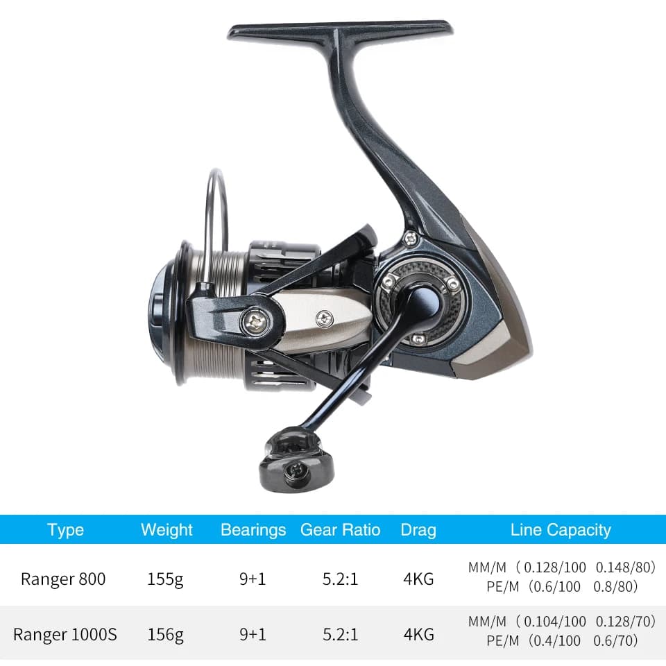Moulinet de Pêche TSURINOYA Ranger 800 1000S Ultra Léger 155g pour Truite en Finesse