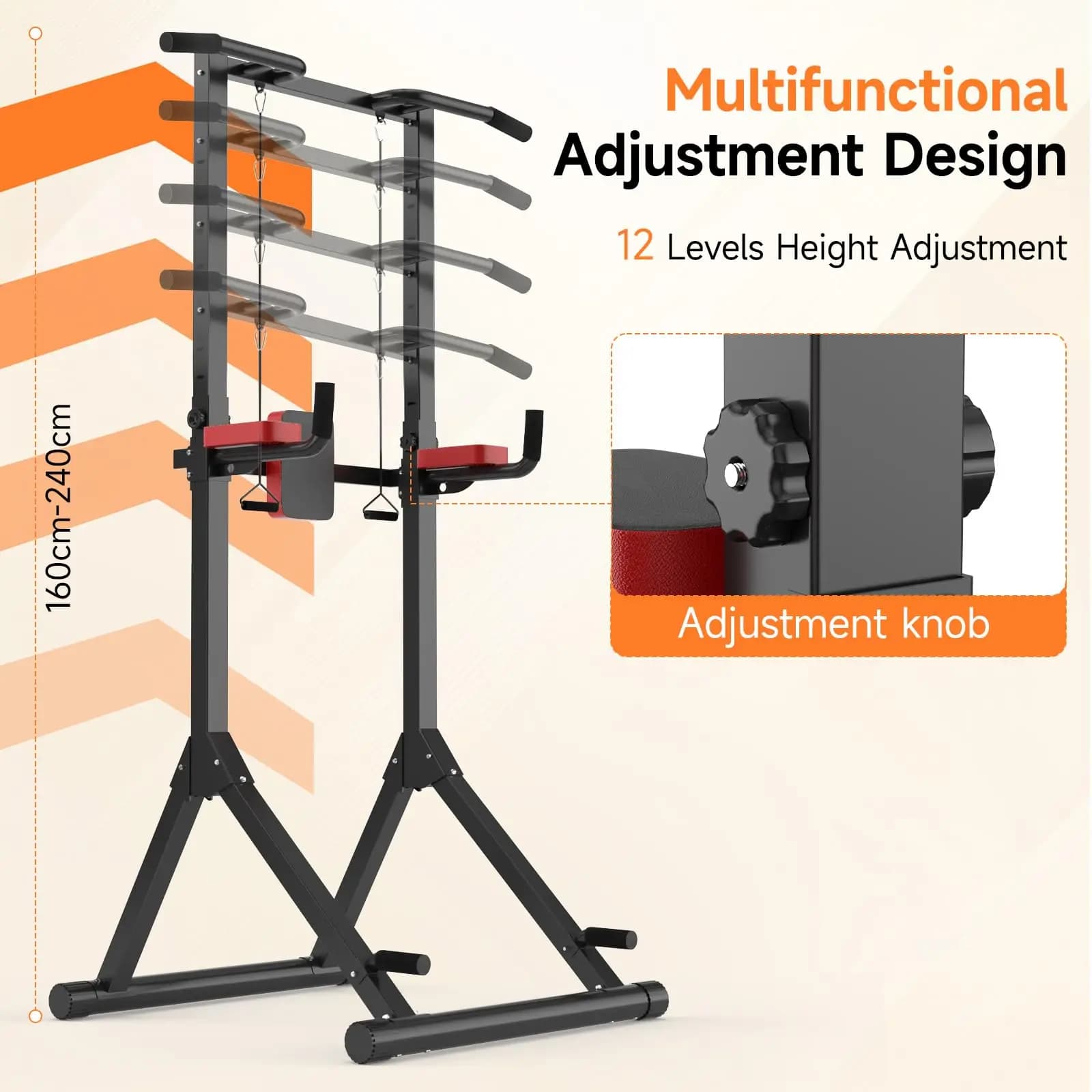 Power Tower pliable station dips réglable multifonction entraînement force 150kg - Équipement fitness maison