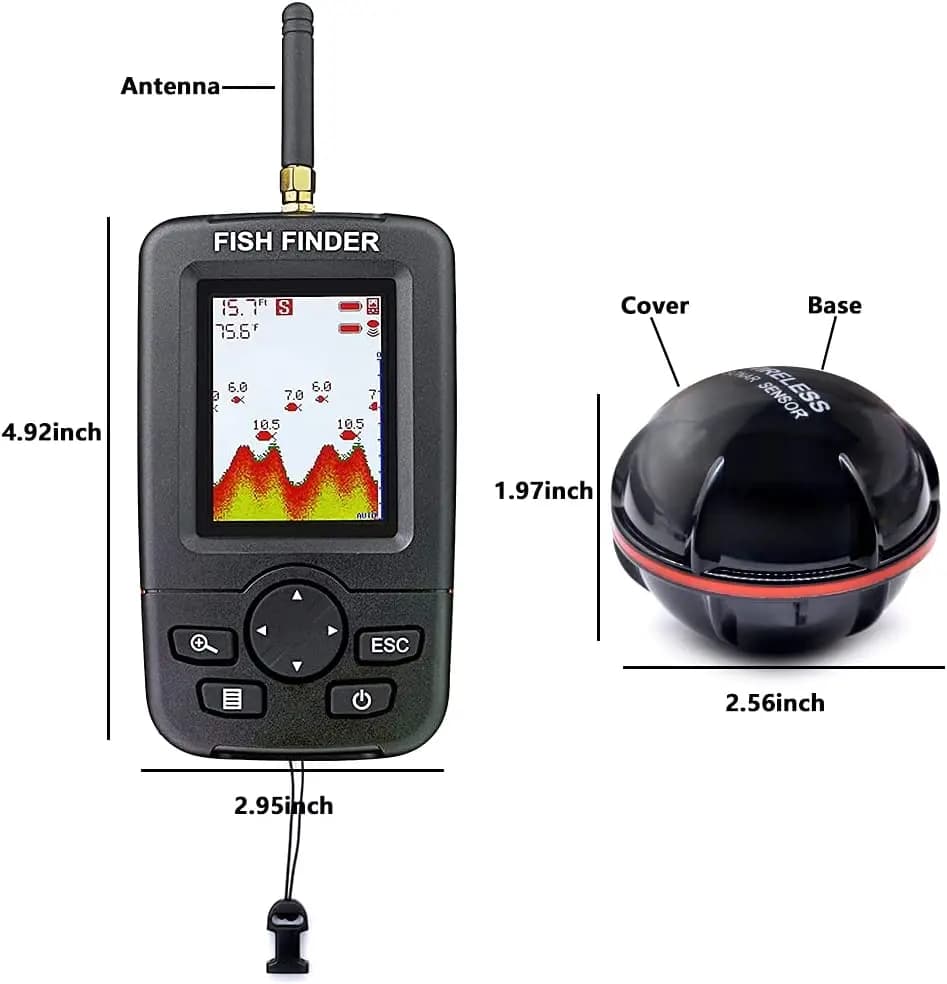 Détecteur de poissons sans fil sonar portable échosondeur pêche profondeur eau finder