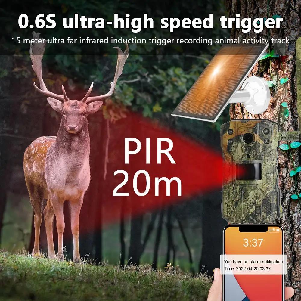 Caméra chasse solaire 4G 4MP étanche détection PIR 20m pour tracking écologique faune