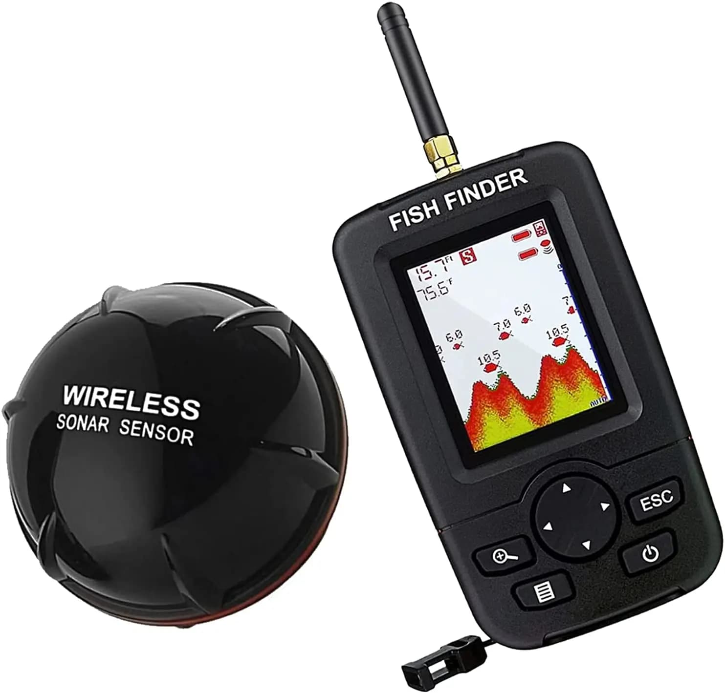 Détecteur de poissons sans fil sonar portable échosondeur pêche profondeur eau finder