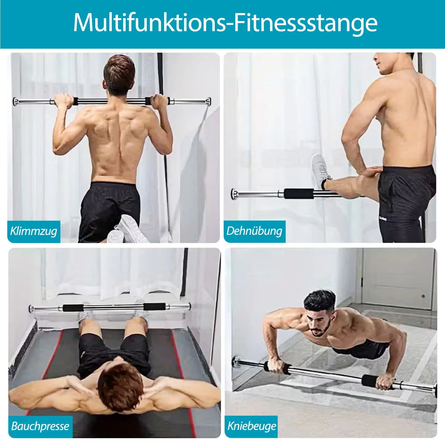 Barre de traction porte sans perçage - Support ajustable 62-100cm jusqu'à 150kg pour chin up