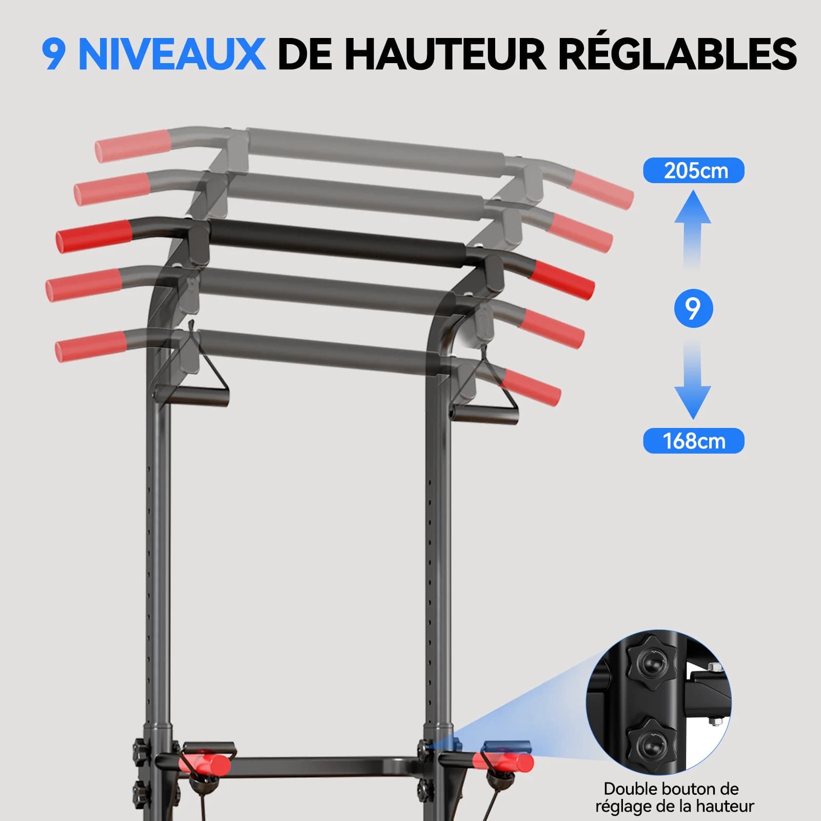 Kit musculation multifonction avec barre, pompes et élastiques - Renforcement complet du dos à domicile