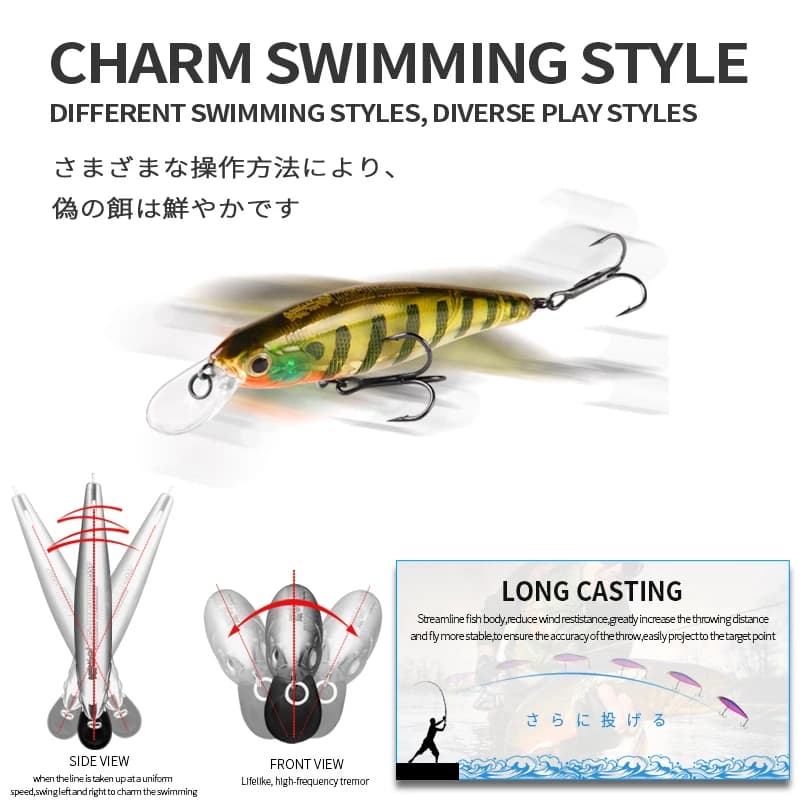 Leurres crankbait Squad Minnow BEARKING avec système plombé tungstène - 65mm 6g et 95mm 14.8g
