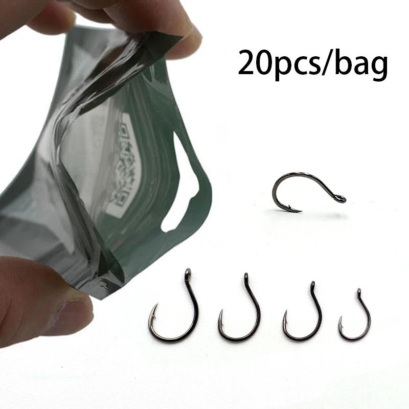 Hameçons pour carpe 20 pièces en acier carbone avec ardillon pour montages de pêche spécifiques