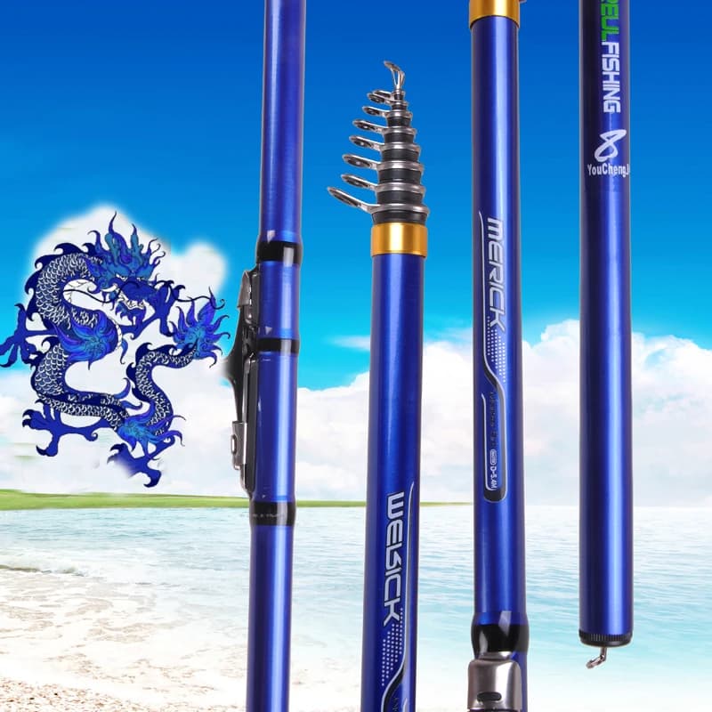 Canne à pêche télescopique carbone 3.6m à 6.3m puissance M pour surfcasting, rock fishing et carpe feeder