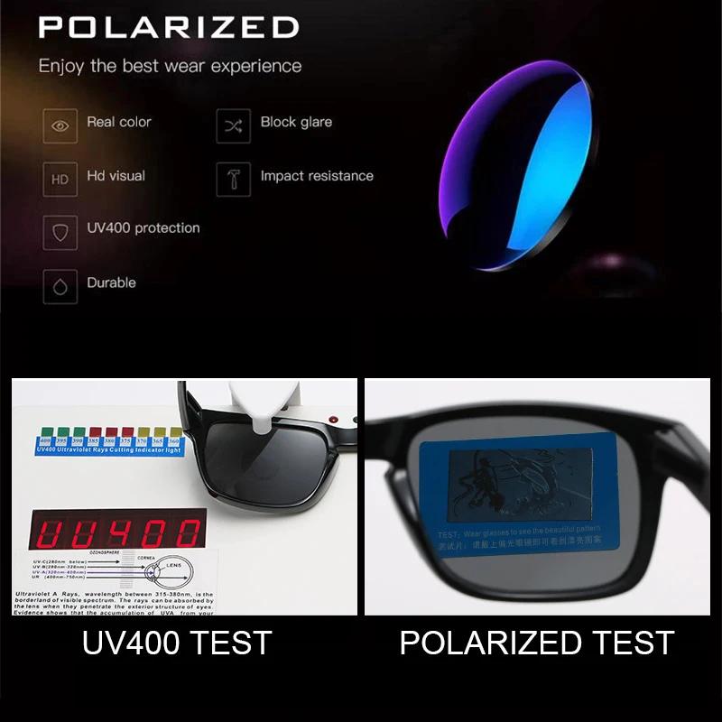 Lunettes de soleil carrées polarisées vintage homme - Sport outdoor plastique noir UV400