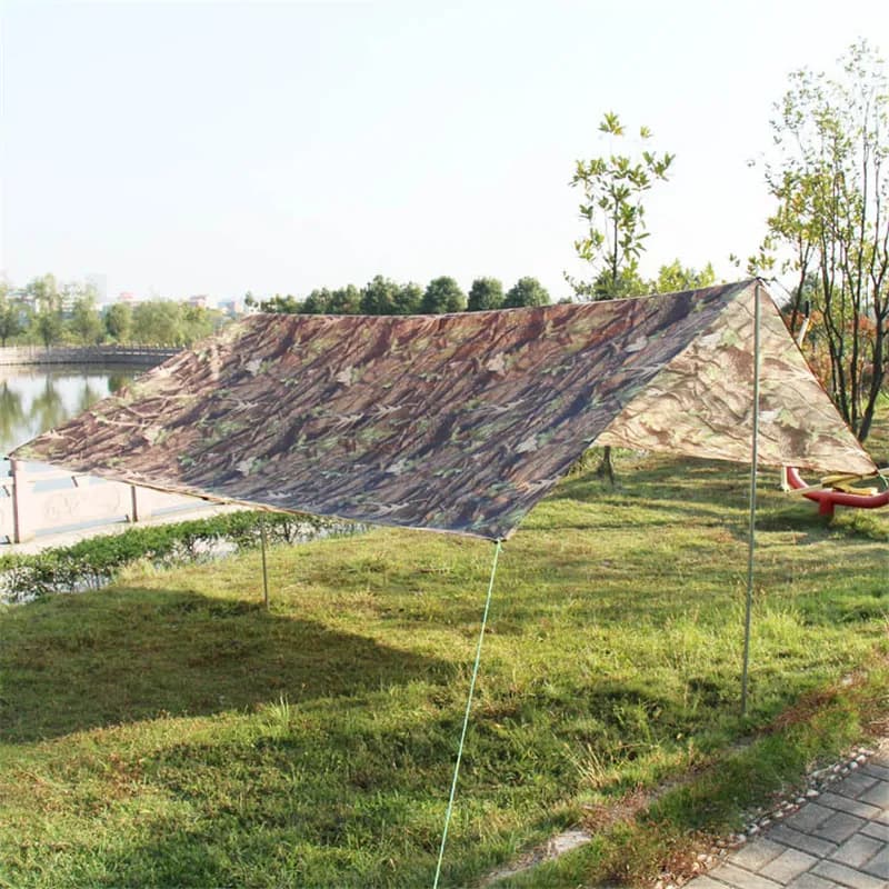 Bâche camouflage de survie étanche pliable pour camping pêche, abri portable 3-4 personnes, protection soleil et intempéries