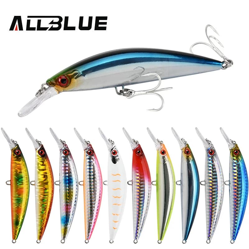 Leurre minnow ALLBLUE 90mm/110mm - Jerkbait sinking pour pêche en mer et bars avec lancer long