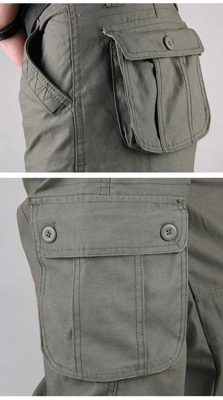 Pantalon cargo coton homme multi-poches tactique pêche travail droit slacks vêtement extérieur