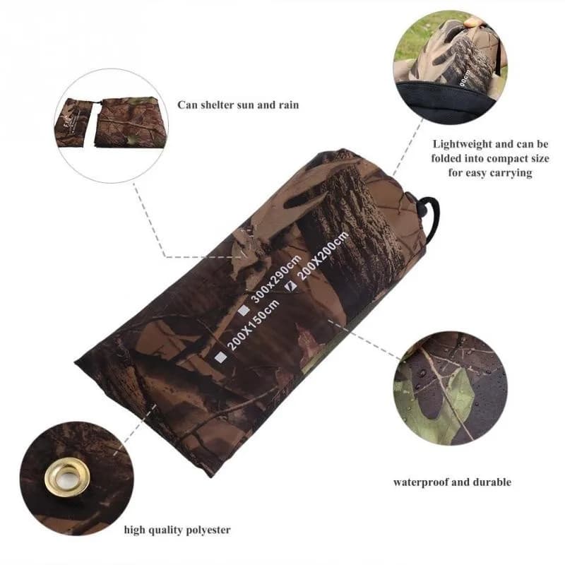 Bâche camouflage de survie étanche pliable pour camping pêche, abri portable 3-4 personnes, protection soleil et intempéries