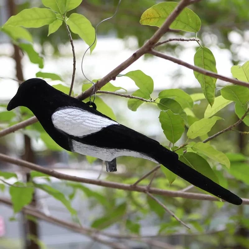 Leurre de pie en plastique flocké GUGULUZA pour effaroucher les oiseaux et décoration de jardin