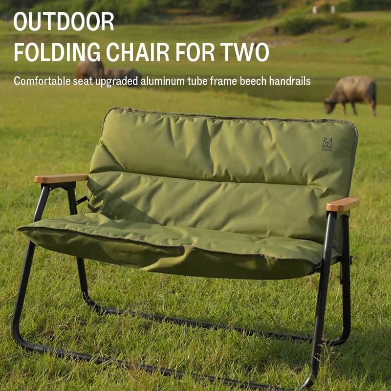 Chaise pliante aluminium GERC double pour pêche, camping et pique-nique - Siège portable Kermit