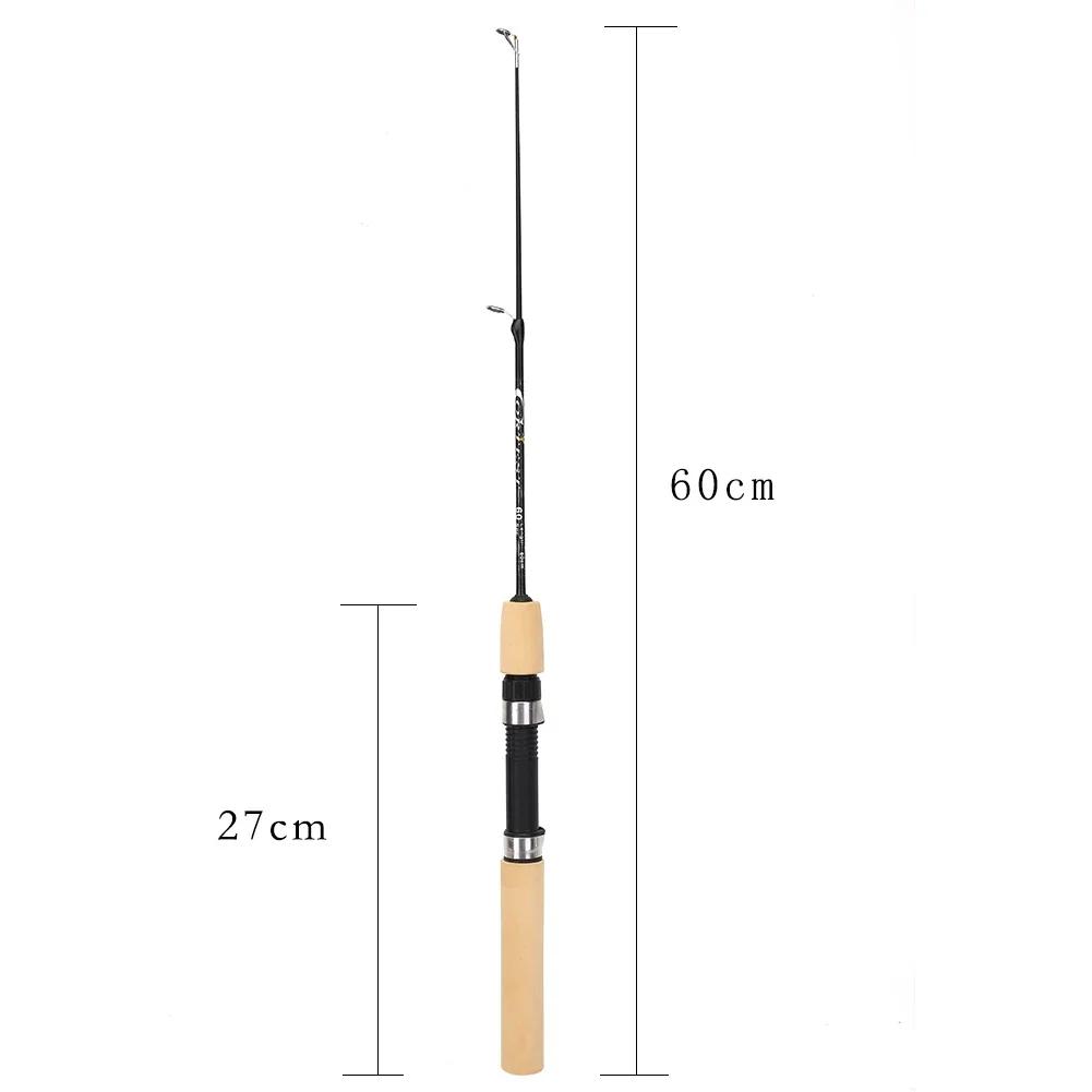 Canne pêche glace portable 60/80/100cm carbone léger, poignée confortable pour carpe, équipement pesca rivière