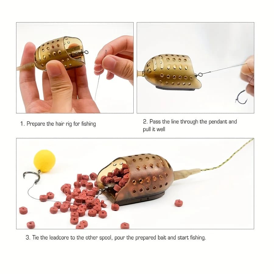 Amorçoir pellet feeder inline pour la pêche de la carpe et des gros poissons, modèles 30g,