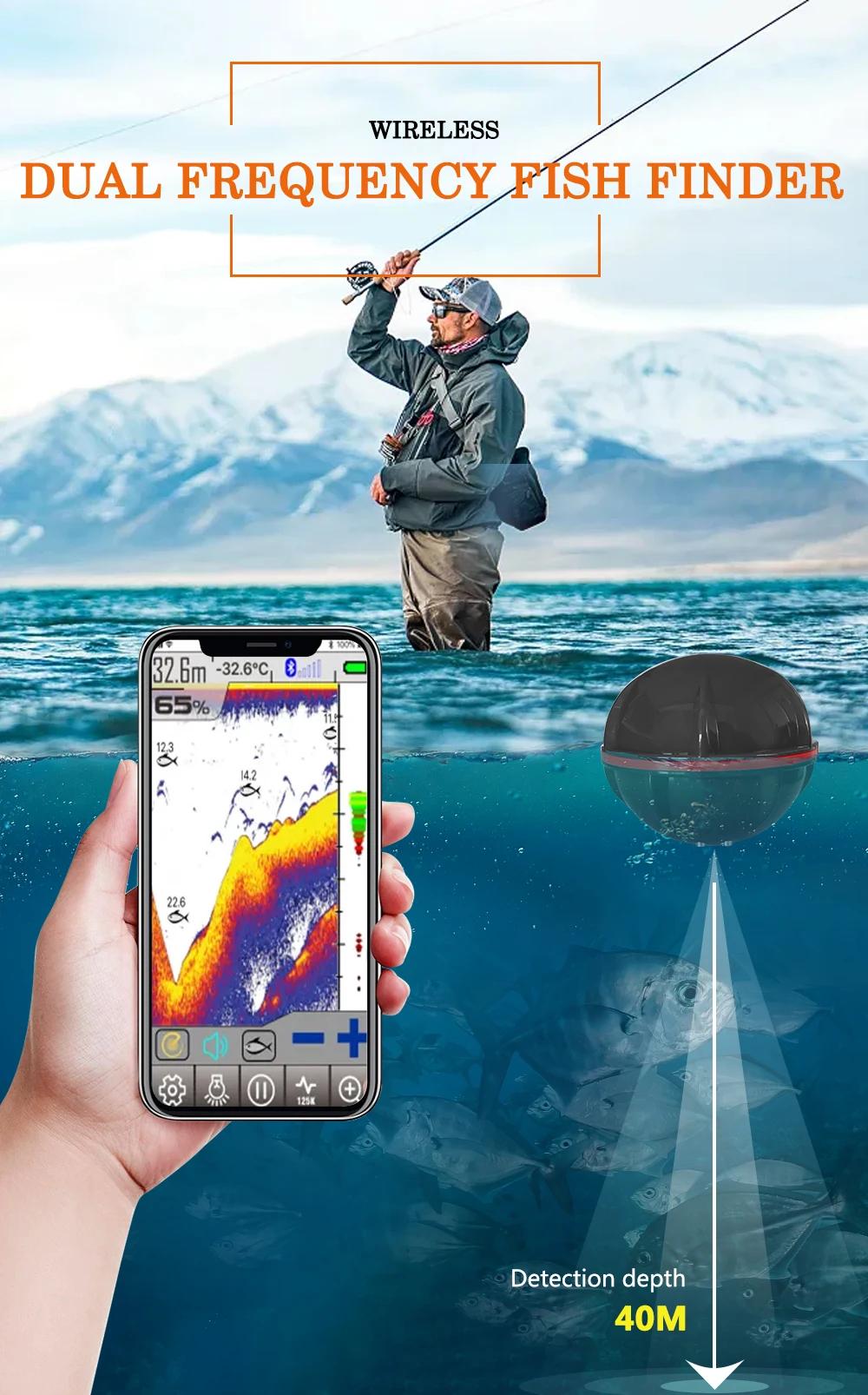 Sondeur poissons PuPoPan Bluetooth portable 48m compatible iOS Android détection intelligente