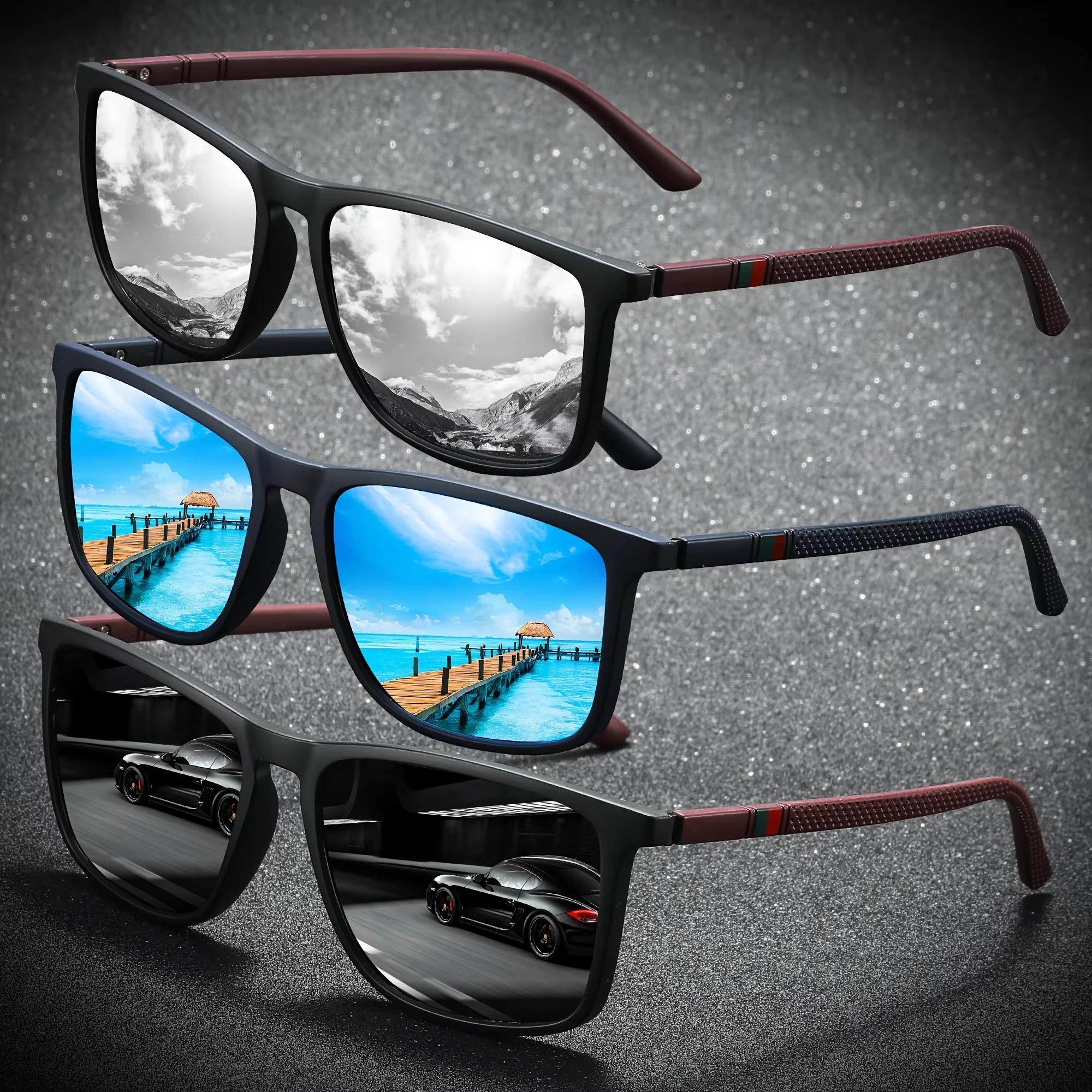 Lunettes de soleil polarisées carrées 2025 protection UV400 anti-éblouissement pêche conduite vacances