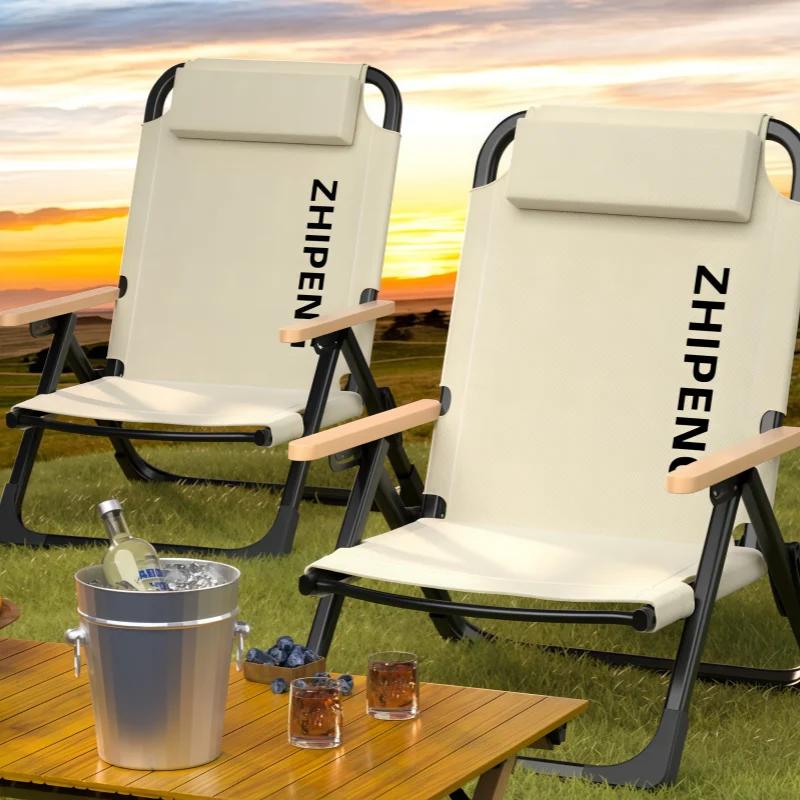 Chaise de pêche réglable avec coussins amovibles pour camping, plage et randonnée