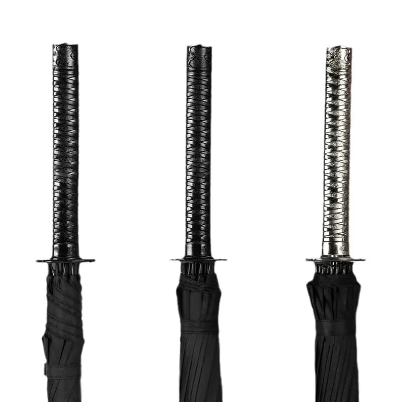 Parapluie katana longue manche UV protection noir - style samouraï démon slayer pêche pluie