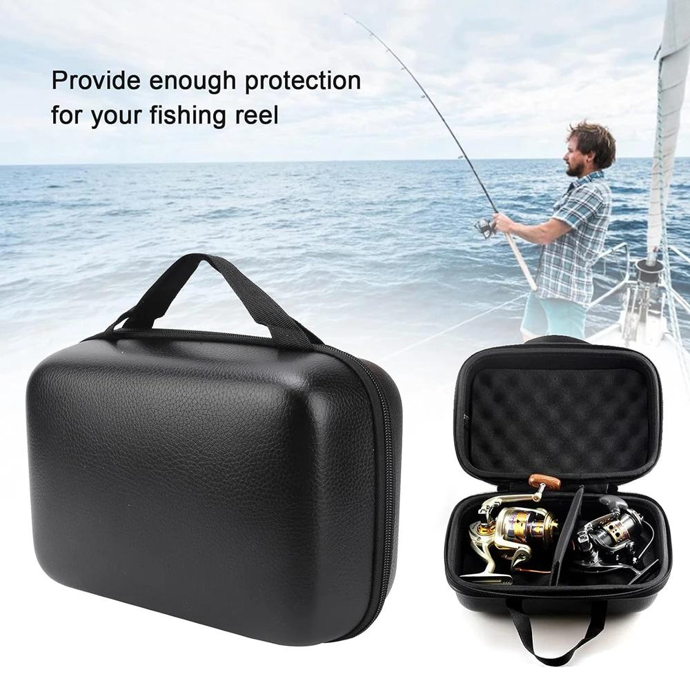Housse de moulinet pêche en cuir PU - Étui rigide anti-choc pour moulinets casting et spinning