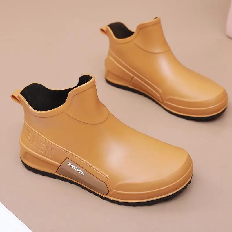 Bottes de pluie cheville imperméables doublées polaire pour hommes - Anti-dérapant jardin pêche cuisine