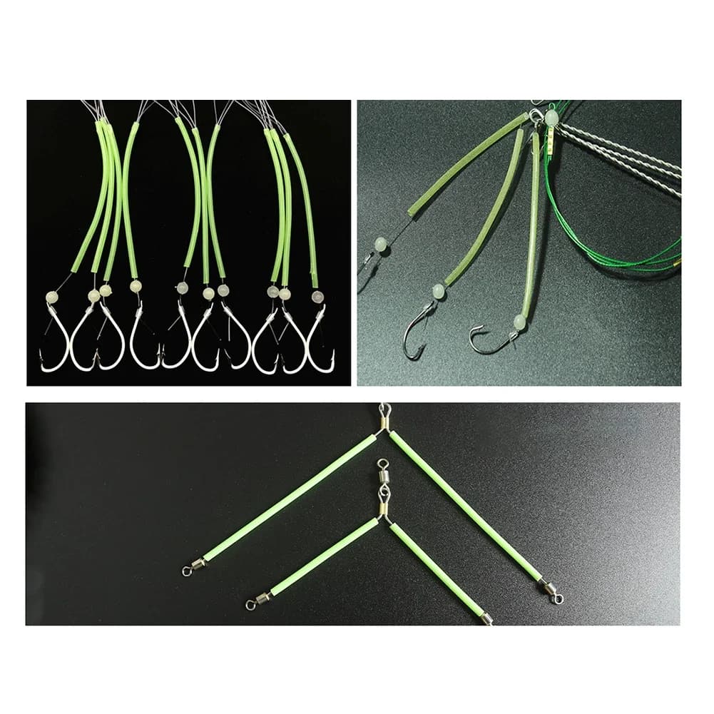 Manchon lumineux de pêche nocturne 1/1.5m vert - Tube silicone souple pour ligne et hameçon