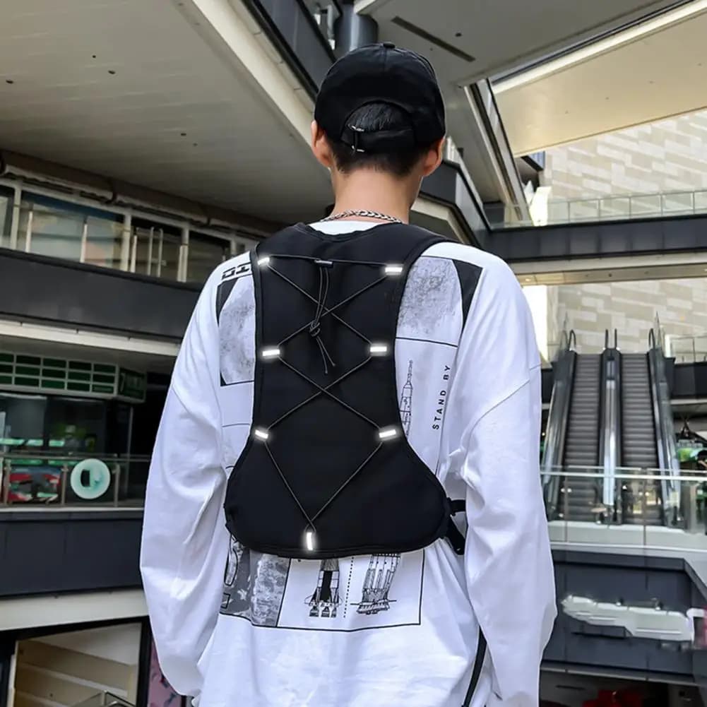 Sac de sport streetwear pour homme avec bande réfléchissante et grande capacité