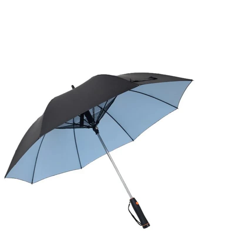 Parapluie rafraîchissant avec ventilateur et protection UV double usage soleil pluie pêche extérieur