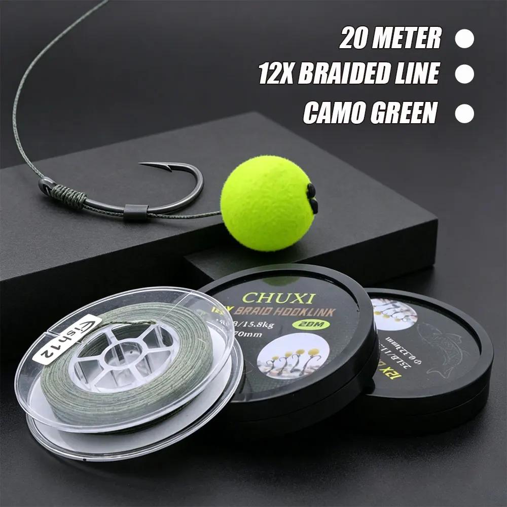Ligne de pêche à la carpe 20m tresse souple 12 brins 20/25/35LB pour montage hair rig