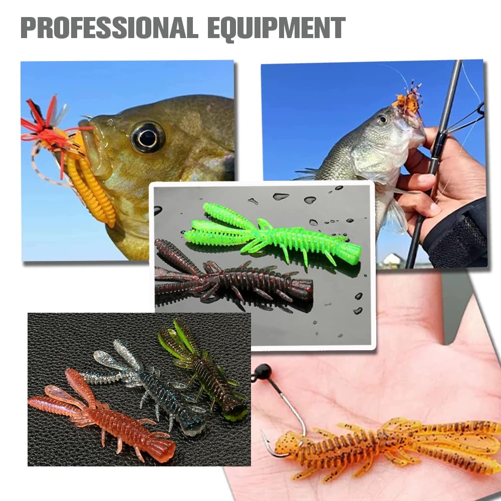 Kit 10PCS 20PCS leurres flottants souples 5-7cm crevettes jig rig pour pêche carpe