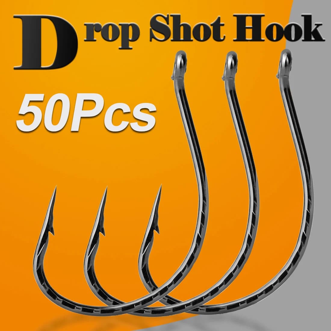 Lot 50 hameçons Drop Shot pêche fraîche - Crochets vers acier carbone pour bass perche silure