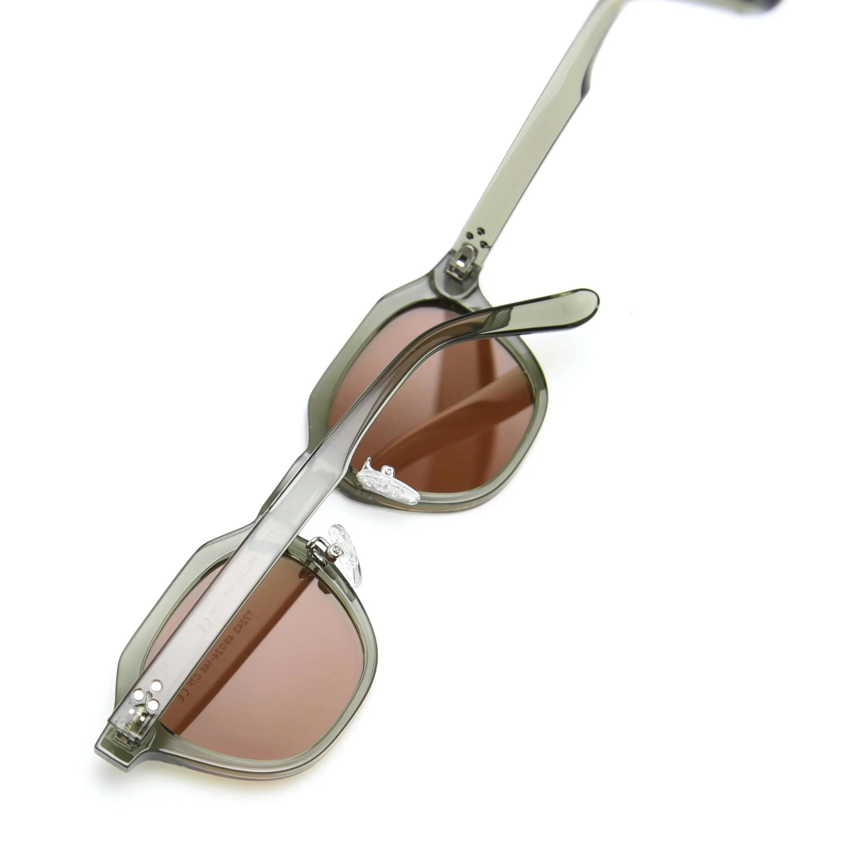 Lunettes de soleil polarisées TR90 vintage carrées polygonales pour femmes et hommes - Cadre épais design luxe rétro