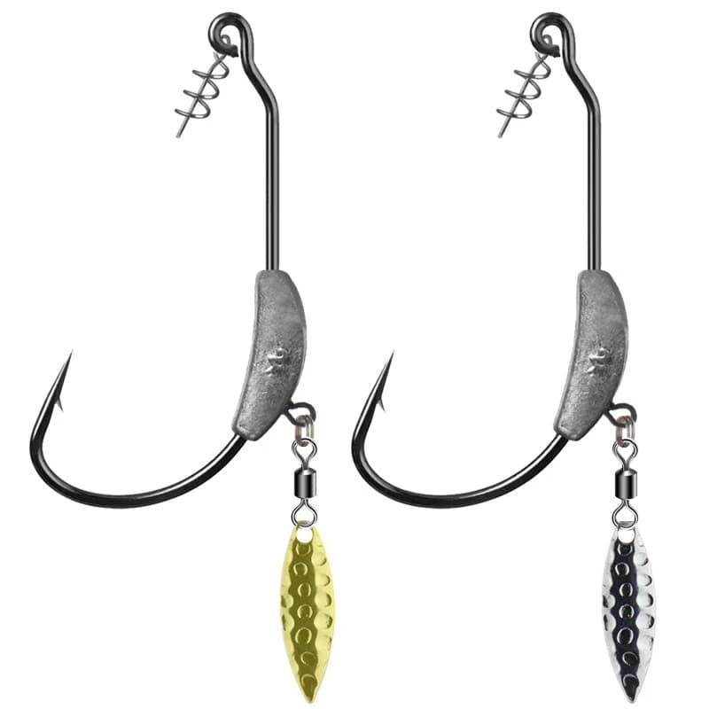 Hameçons offset weighted crank avec sequins - pour montages Texas rigs et leurres crankbaits