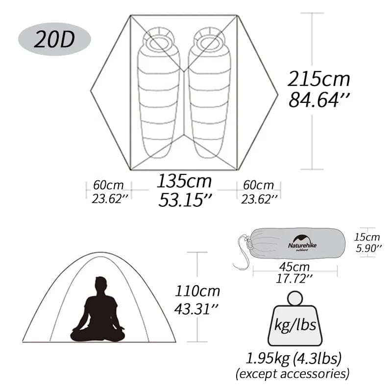 Tente Naturehike Star River 2 UL ultralégère imperméable 3 saisons randonnée pêche camping double couche