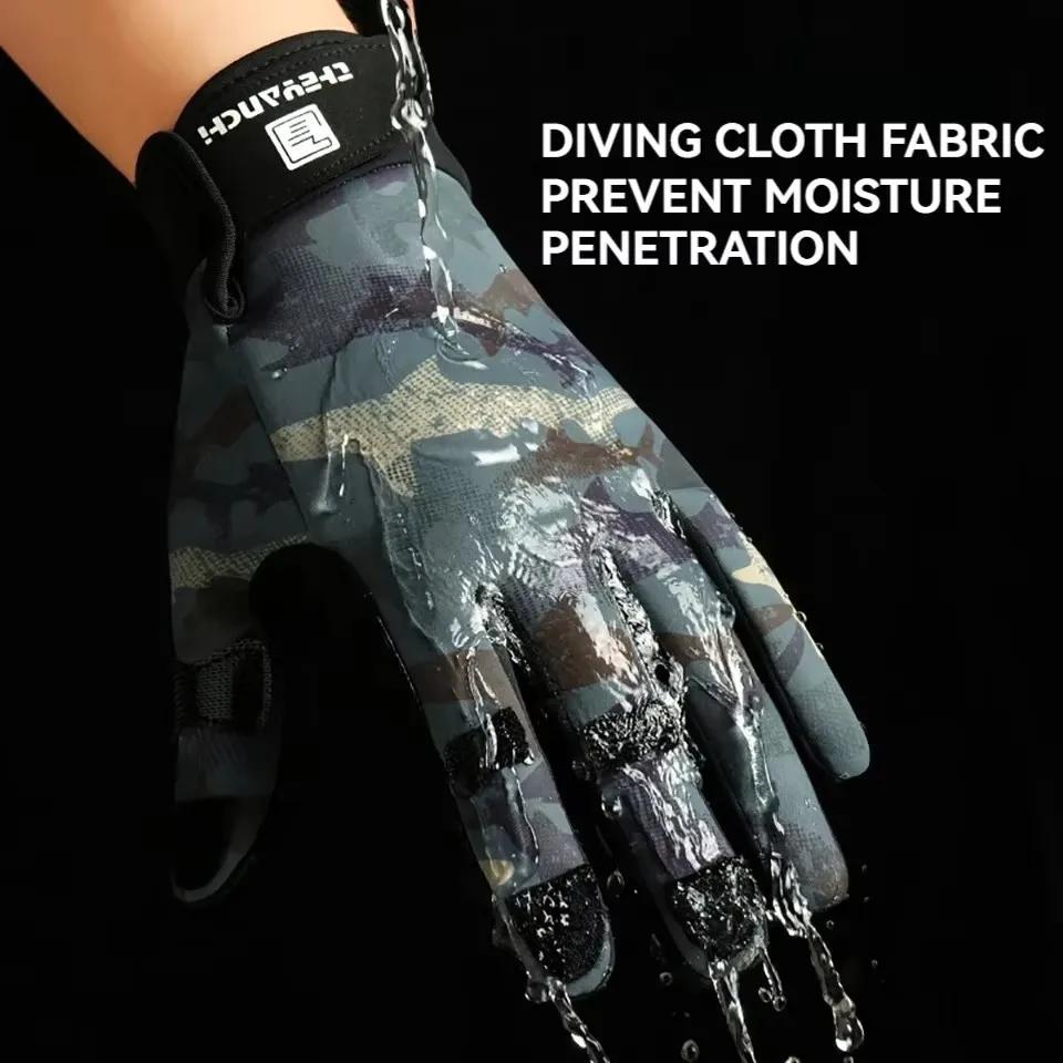 Gants de pêche hiver KoKossi écran tactile épaissis silicone anti-dérapage imperméables résistants doigt retournable vélo