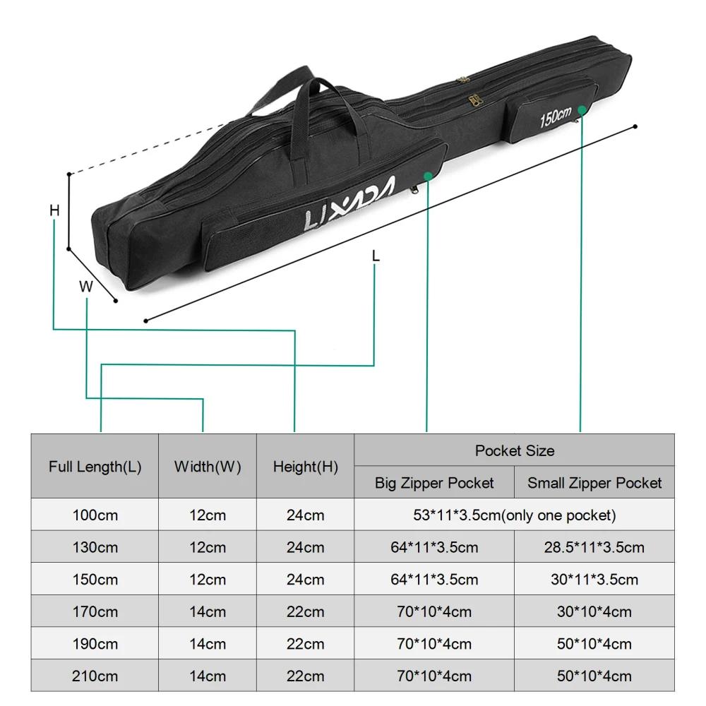Sac de pêche Lixada pliable 100-150cm pour canne, moulinet et matériel - Transport pratique
