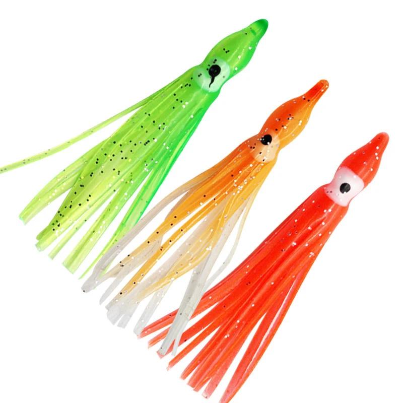 Leurre souple pêche lumineux calmar fluo 20 couleurs 5-12cm appât silicone nuit carnassiers
