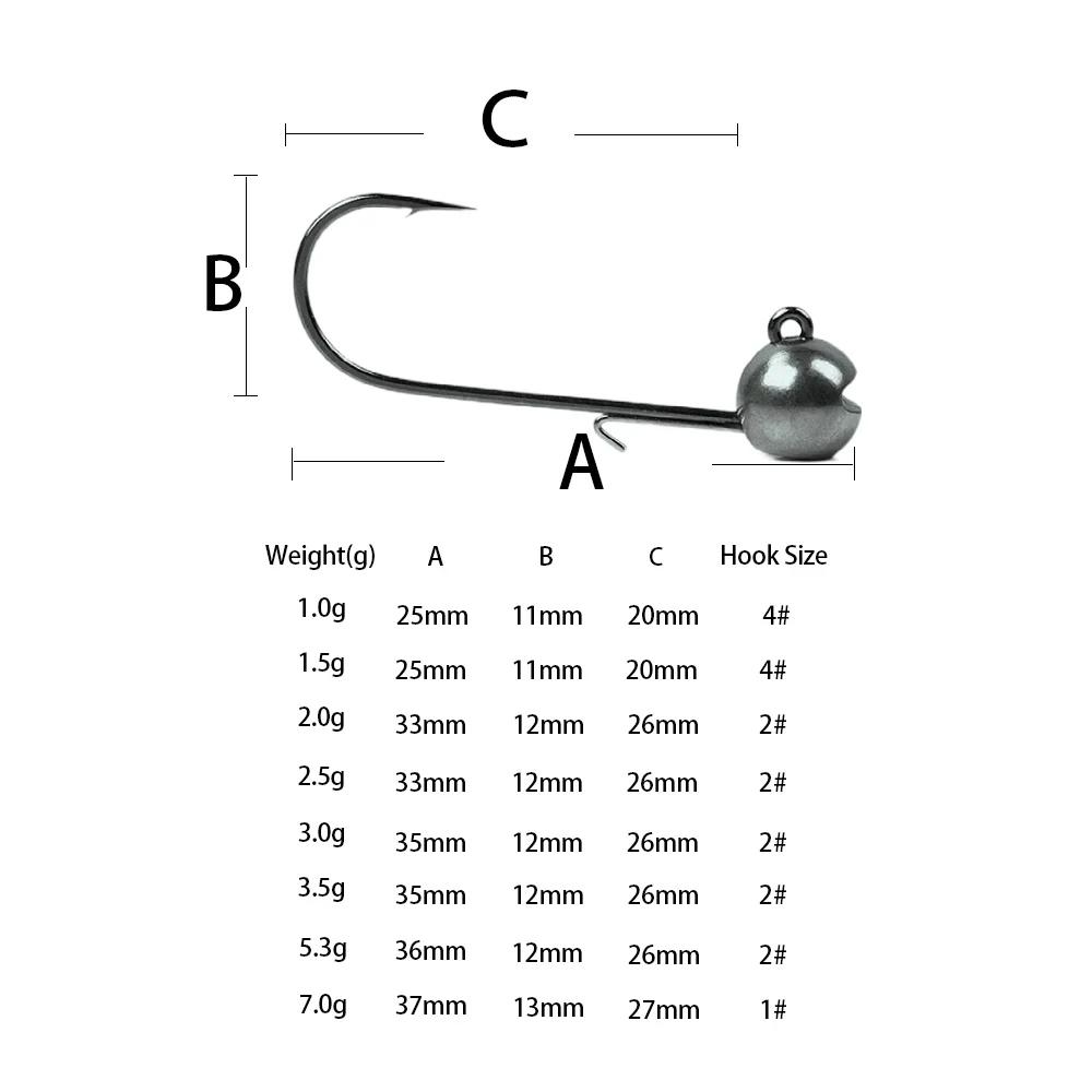 Hameçon Tungsten Jig Head 1g à 7g pour pêche du rockfish avec leurre souple shaky head barbé