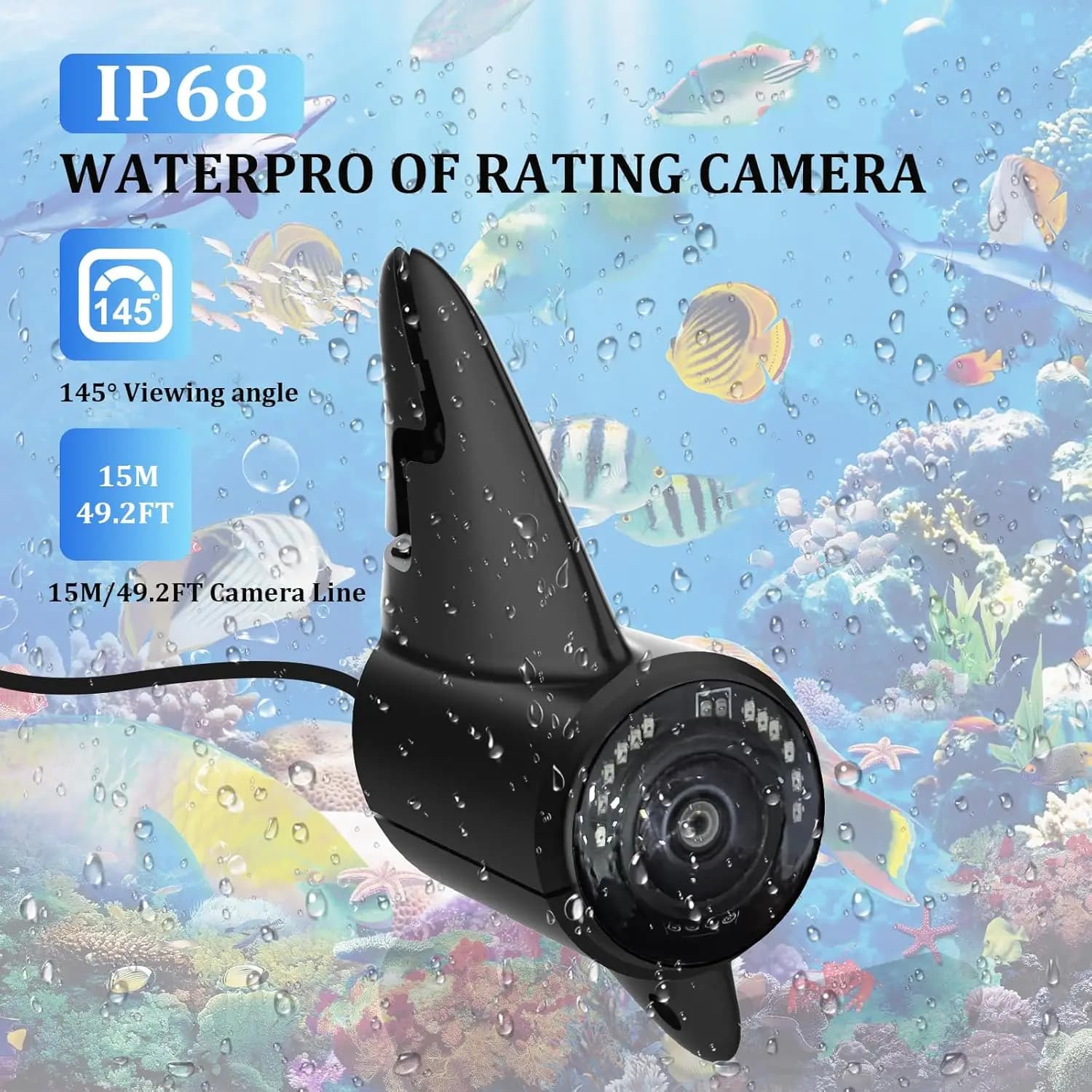 Support de bobine FarmNix pour fishfinder 20M - Support avec pare-soleil et sac de transport noir