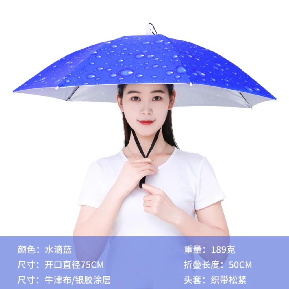 Parapluie chapeau portable 77cm pliable pêche camping plage protection solaire imperméable
